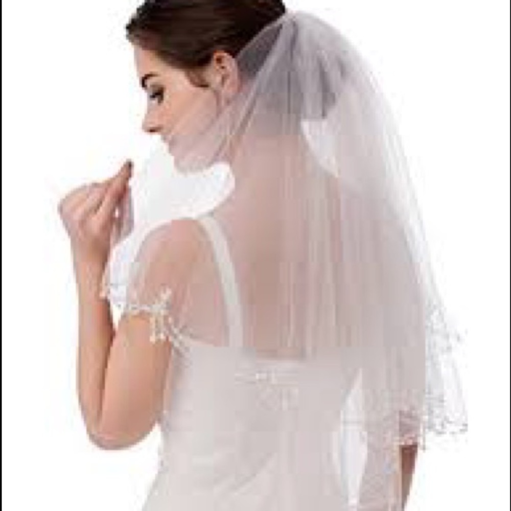 🌟Emondora Short Sequin Pearl Edge Crystals Beaded Bling Wedding Bridal Veil⭐️